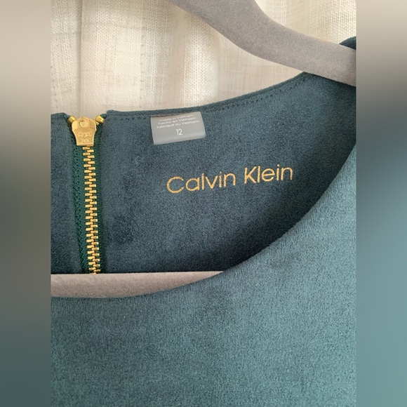 NEW Calvin Klein 12 Green Suede Sheath Dress - Picture 4 of 8